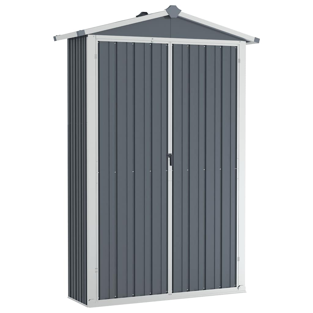 Gerätehaus grau 107,5x46x183 cm Stahl verzinkt Geräteschuppen Garten Werkzeug