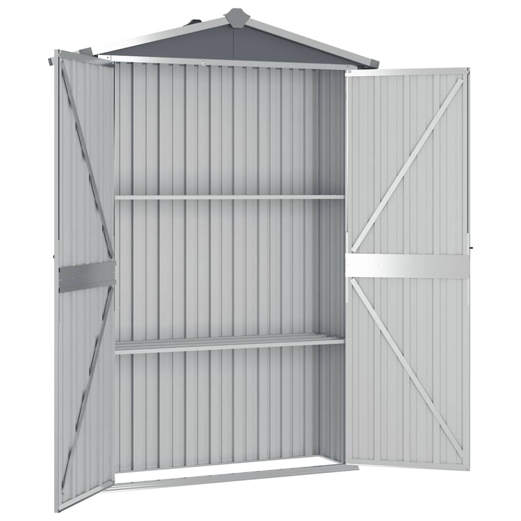 Gerätehaus grau 107,5x46x183 cm Stahl verzinkt Geräteschuppen Garten Werkzeug