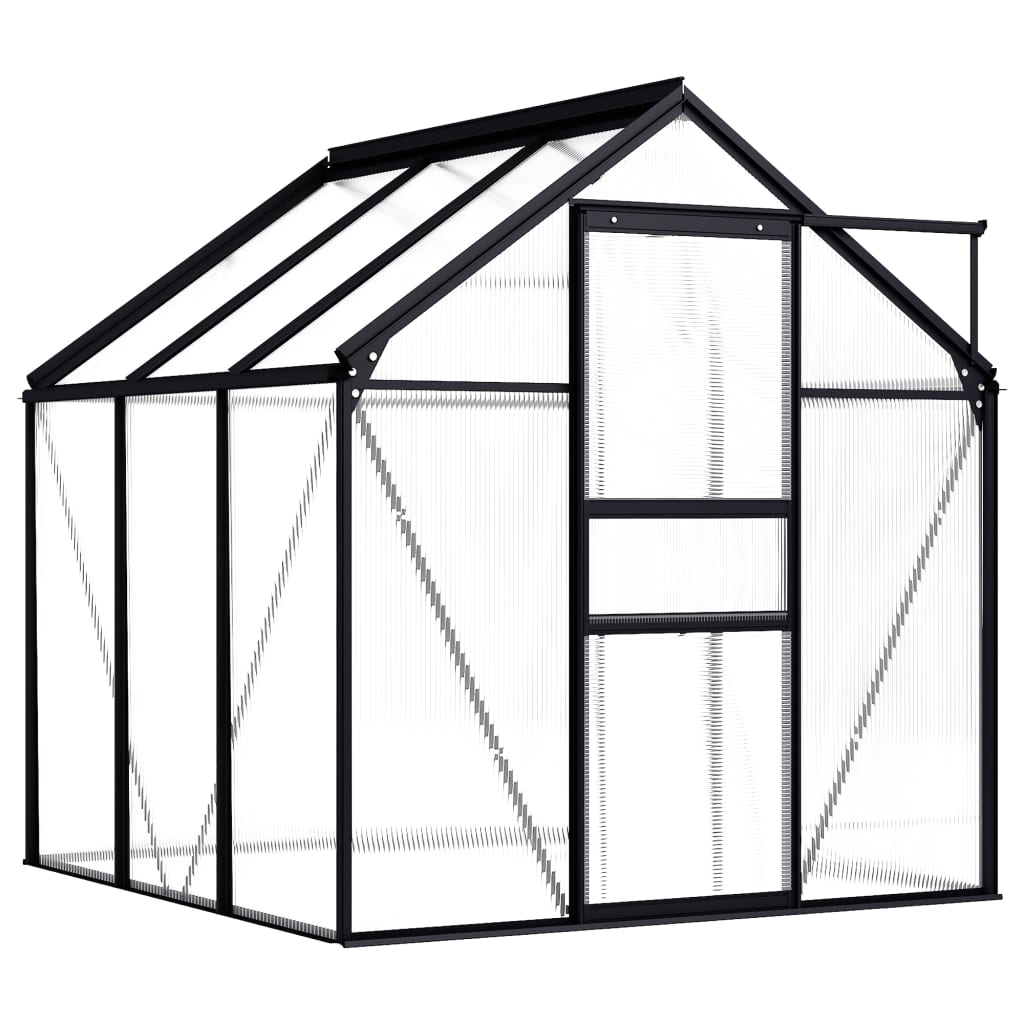 Gewächshaus Anthrazit Aluminium 3,61 m² Treibhaus Alu Schwarz