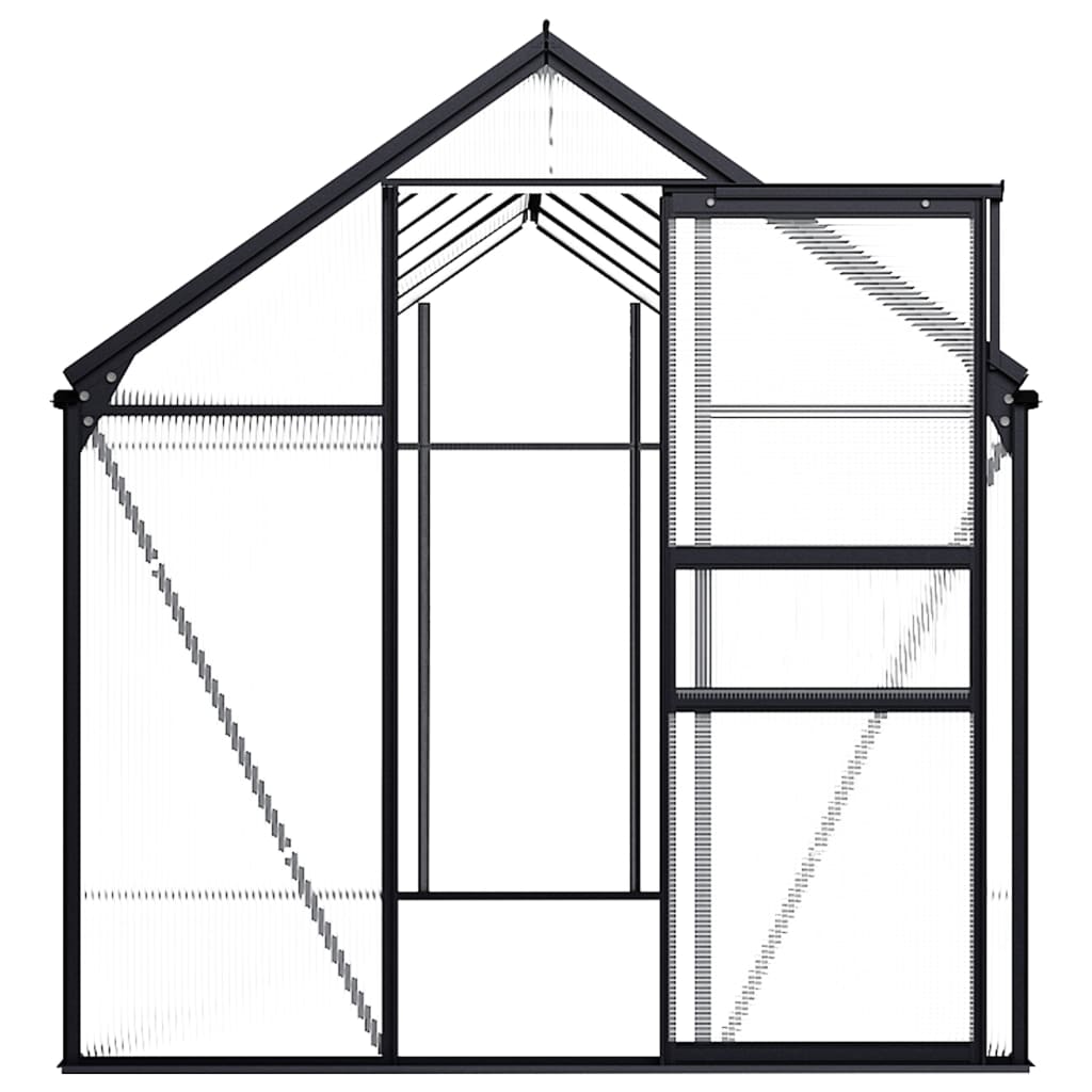 Gewächshaus Anthrazit Aluminium 7,03 m² Polycarbonatplatten
