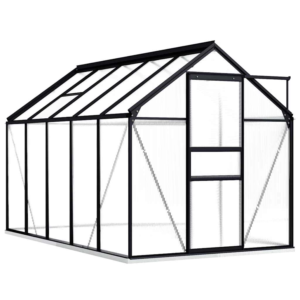 Gewächshaus mit Fundamentrahmen Anthrazit Aluminium 5,89 m³ Polycarbonat