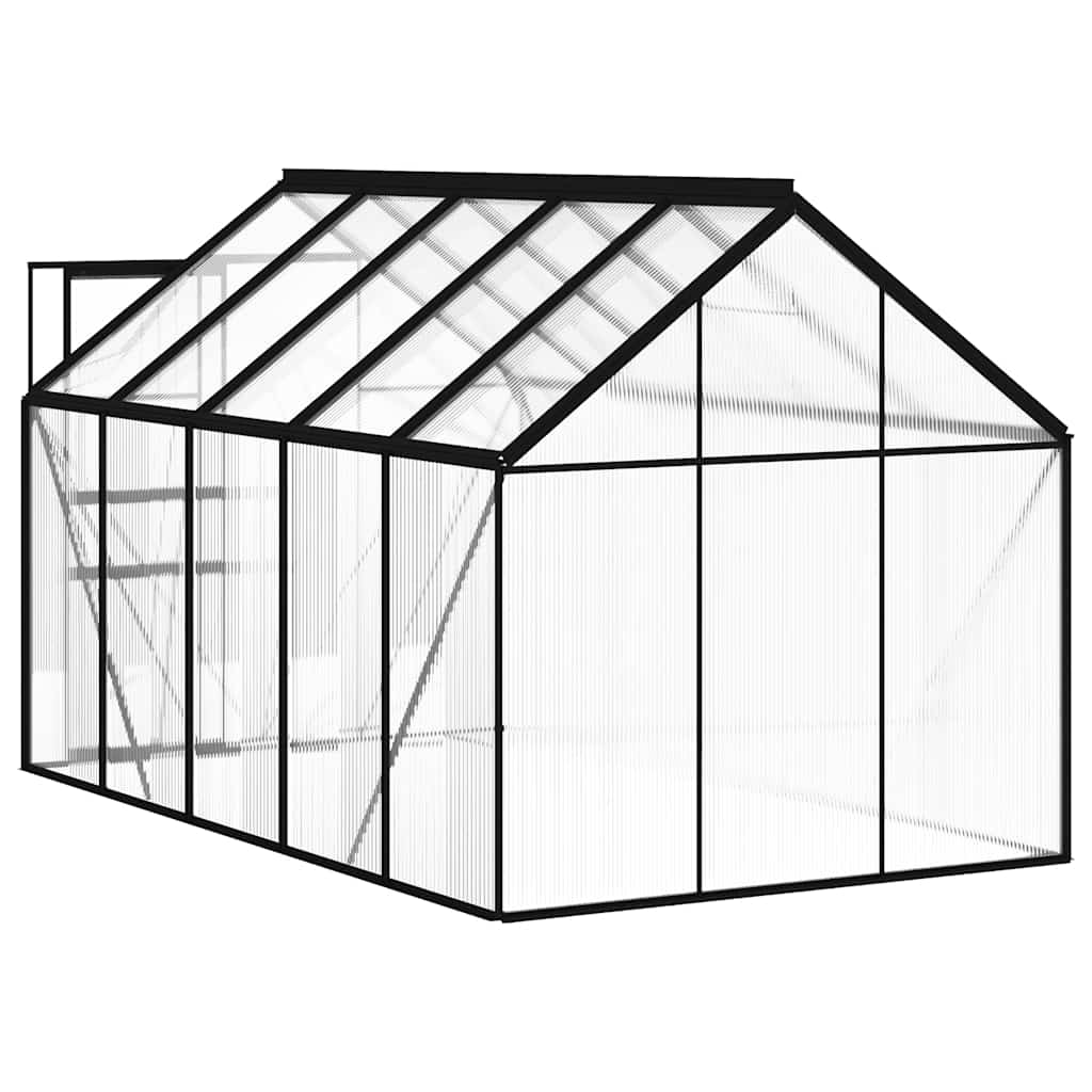 Gewächshaus mit Fundamentrahmen Anthrazit Aluminium 5,89 m³ Polycarbonat
