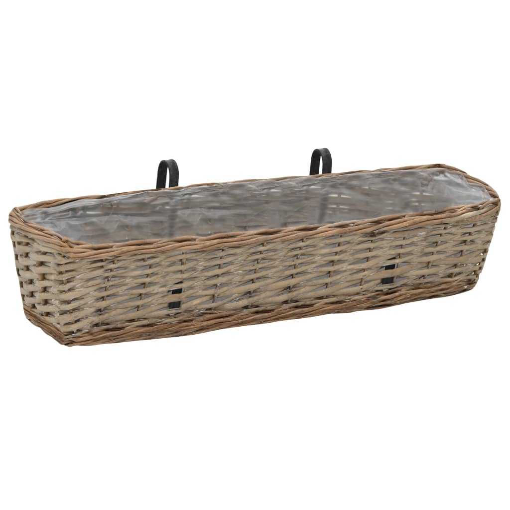 Balkon-Blumenkasten 2 Stk. Weide Balkonkasten 80x20x15 cm braun