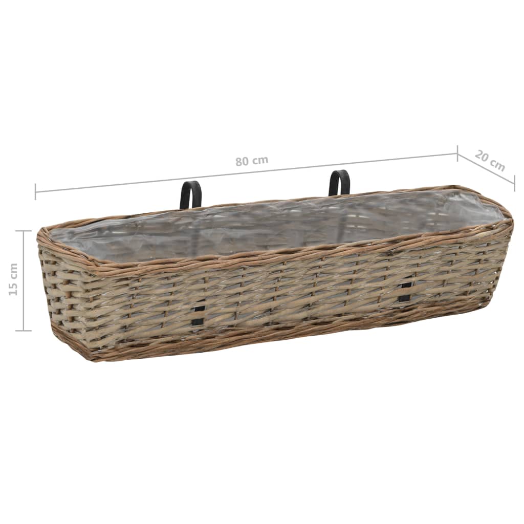Balkon-Blumenkasten 2 Stk. Weide Balkonkasten 80x20x15 cm braun