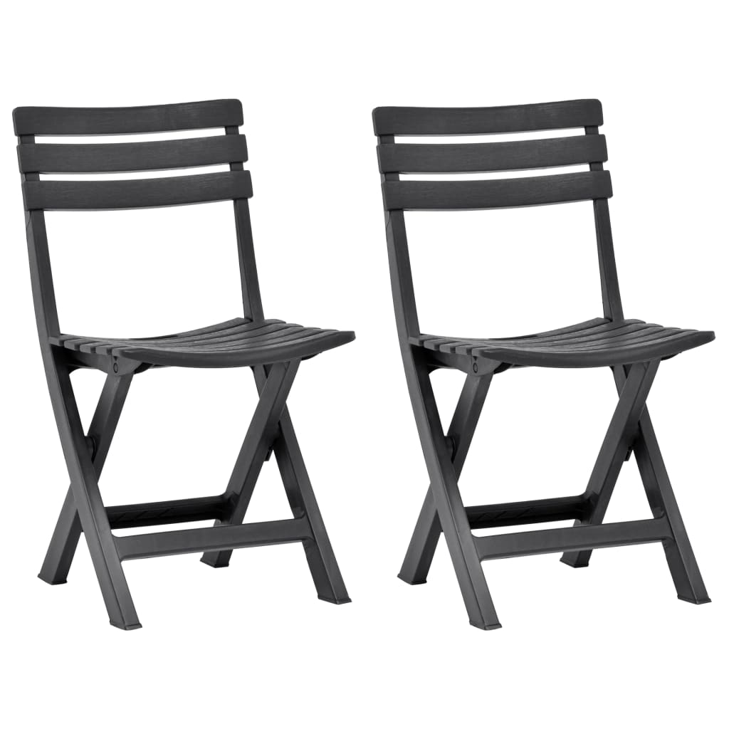 Klappbare Gartenstühle 2 Stk. Kunststoff Anthrazit klappbar Bistrostühle