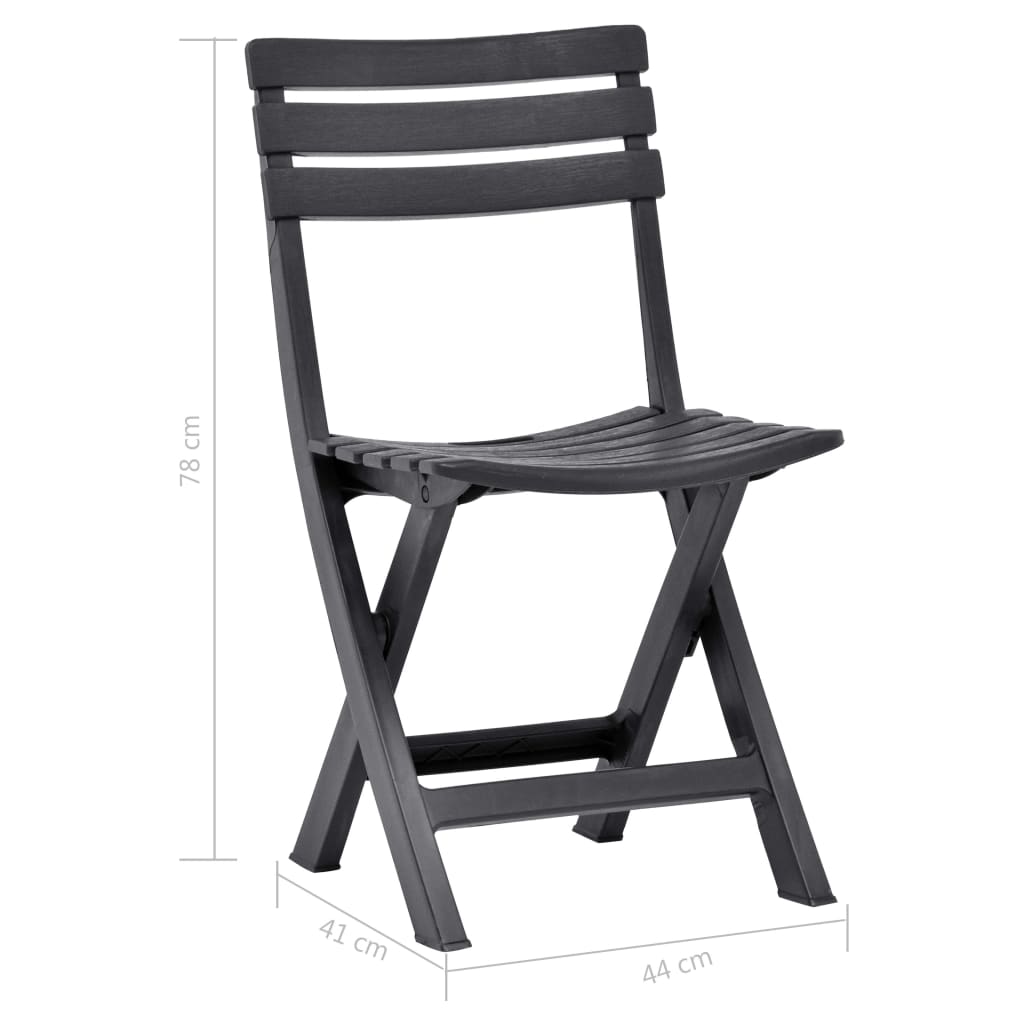 Klappbare Gartenstühle 2 Stk. Kunststoff Anthrazit klappbar Bistrostühle