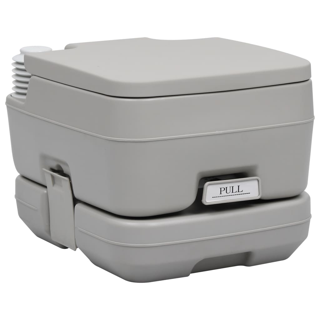Tragbare Campingtoilette Grau 10 + 10 L mobiles WC 200kg Balgpumpe Klo