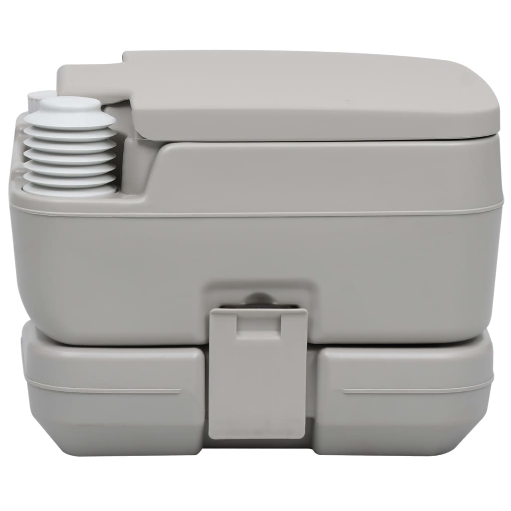 Tragbare Campingtoilette Grau 10 + 10 L mobiles WC 200kg Balgpumpe Klo