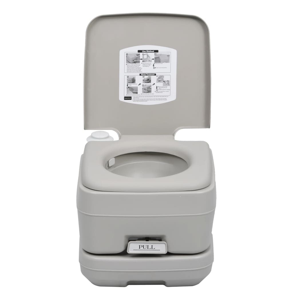Tragbare Campingtoilette Grau 10 + 10 L mobiles WC 200kg Balgpumpe Klo