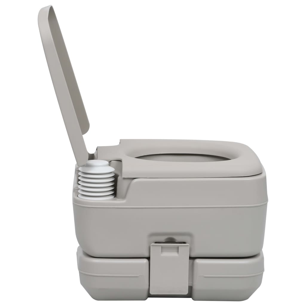 Tragbare Campingtoilette Grau 10 + 10 L mobiles WC 200kg Balgpumpe Klo