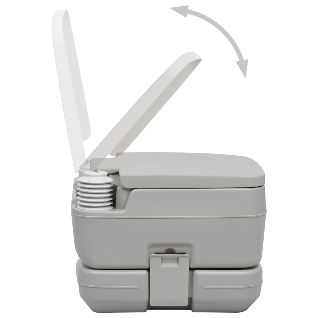 Tragbare Campingtoilette Grau 10 + 10 L mobiles WC 200kg Balgpumpe Klo