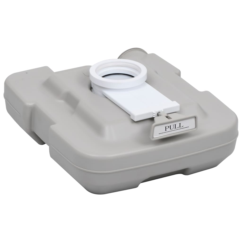 Tragbare Campingtoilette Grau 10 + 10 L mobiles WC 200kg Balgpumpe Klo