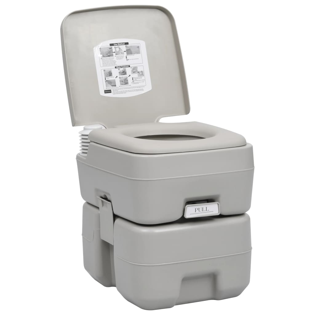 Tragbare Campingtoilette Grau 20 Liter Fassungsvermögen 10 Liter Spülwassertank