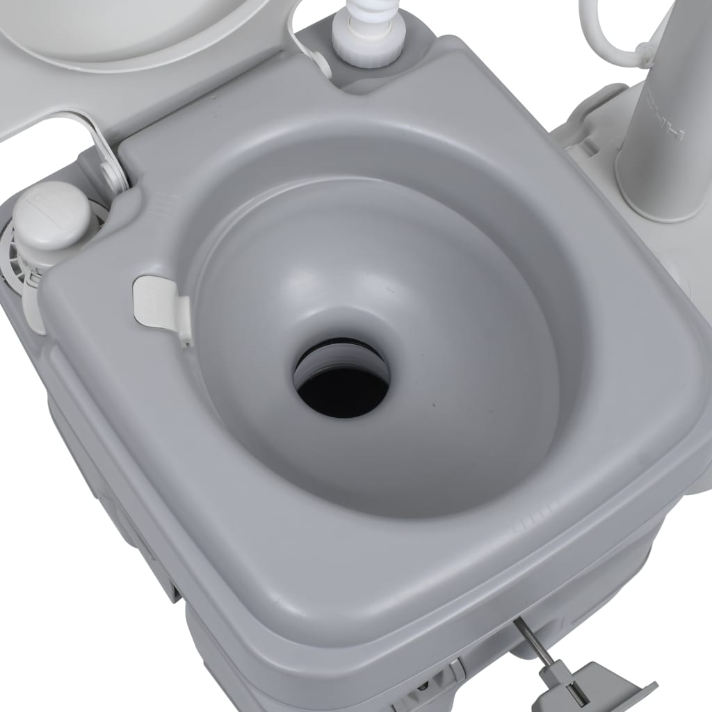 Campingtoilette 20 + 10 L und Handwaschbecken 17L Set Tragbar Grau