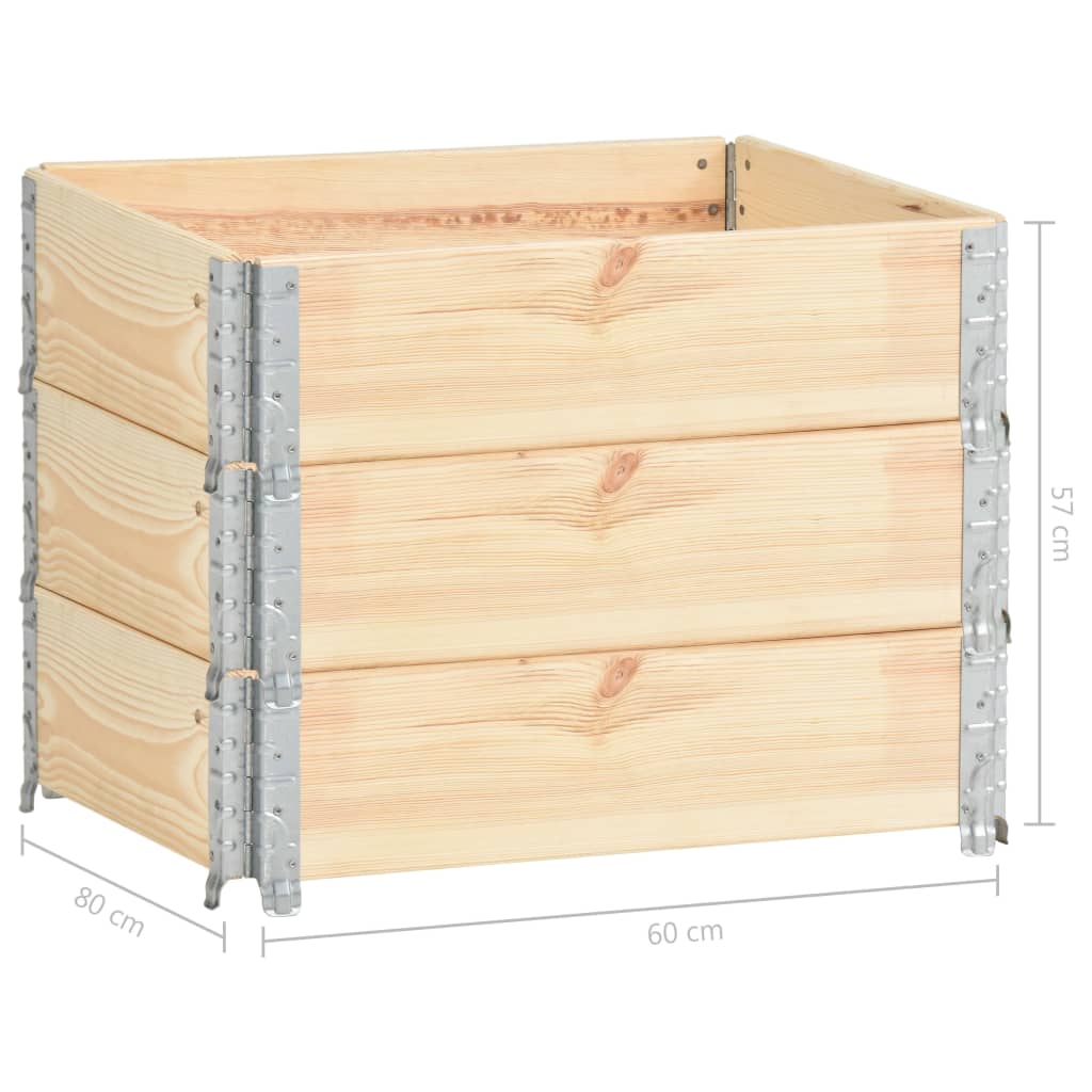 Paletten-Aufsatzrahmen 3 Stk. 60x80 cm Kiefern-Massivholz Lager Hochbeet