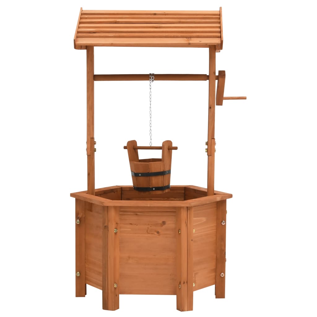 Wunschbrunnen-Pflanzkübel 40x40x84 cm Tannenholz Deko-Brunnen braun
