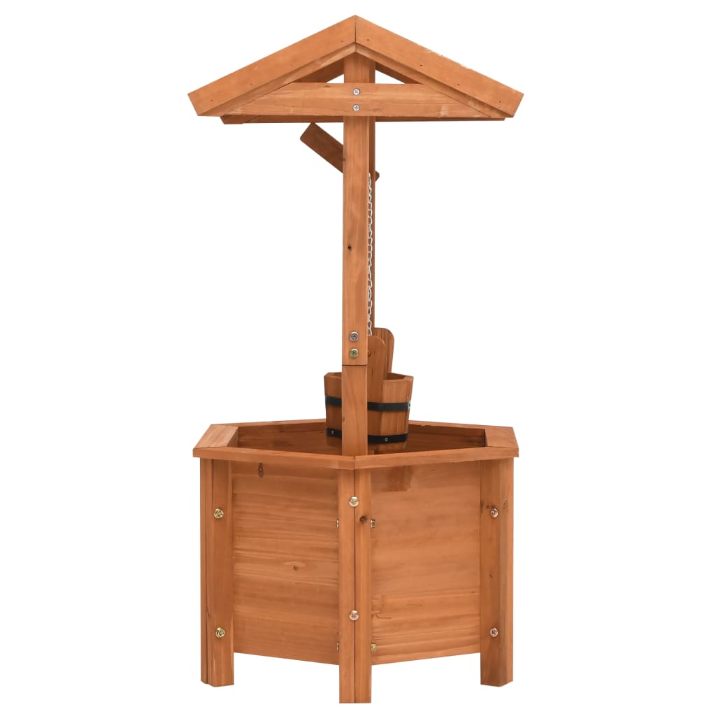 Wunschbrunnen-Pflanzkübel 40x40x84 cm Tannenholz Deko-Brunnen braun