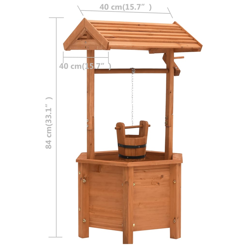 Wunschbrunnen-Pflanzkübel 40x40x84 cm Tannenholz Deko-Brunnen braun
