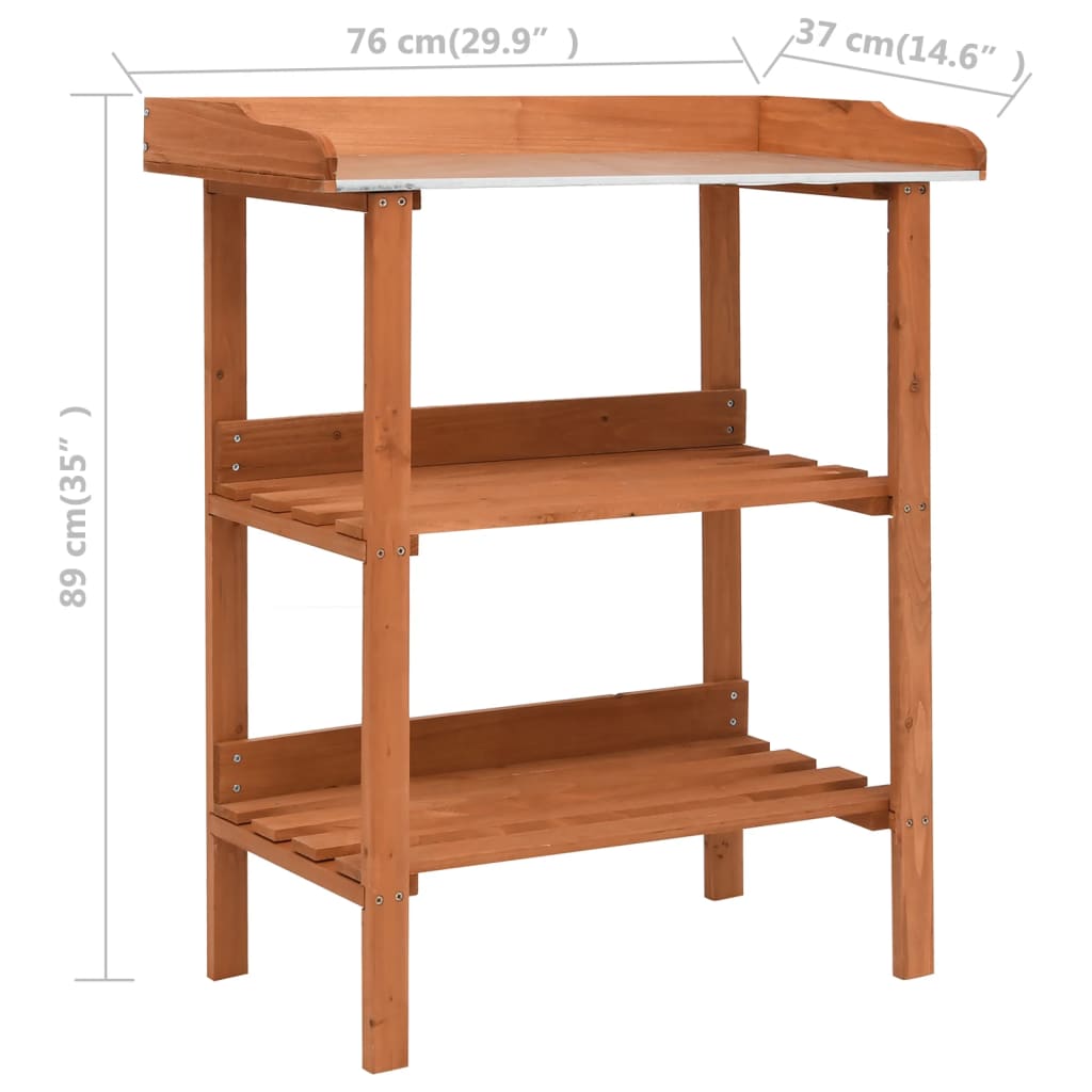 Pflanztisch verzinkt und lasiert Arbeitstisch 76x37x89 cm Tannenholz