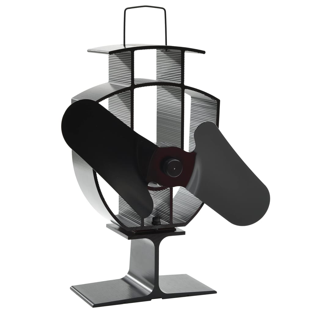 Kaminofen Ventilator Kaminventilator 2 Blätter Schwarz stromlos wärmebetrieben