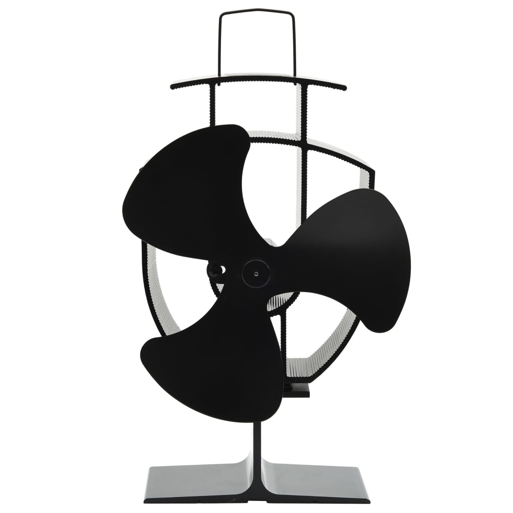 Kaminofen Ventilator Kaminventilator 3 Blätter Schwarz stromlos Wärmeverteiler