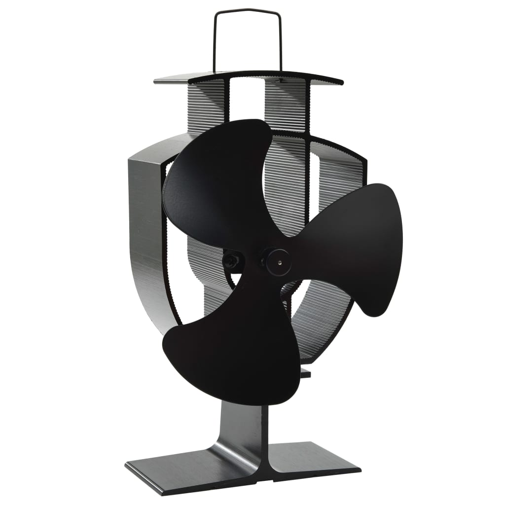 Kaminofen Ventilator Kaminventilator 3 Blätter Schwarz stromlos Wärmeverteiler
