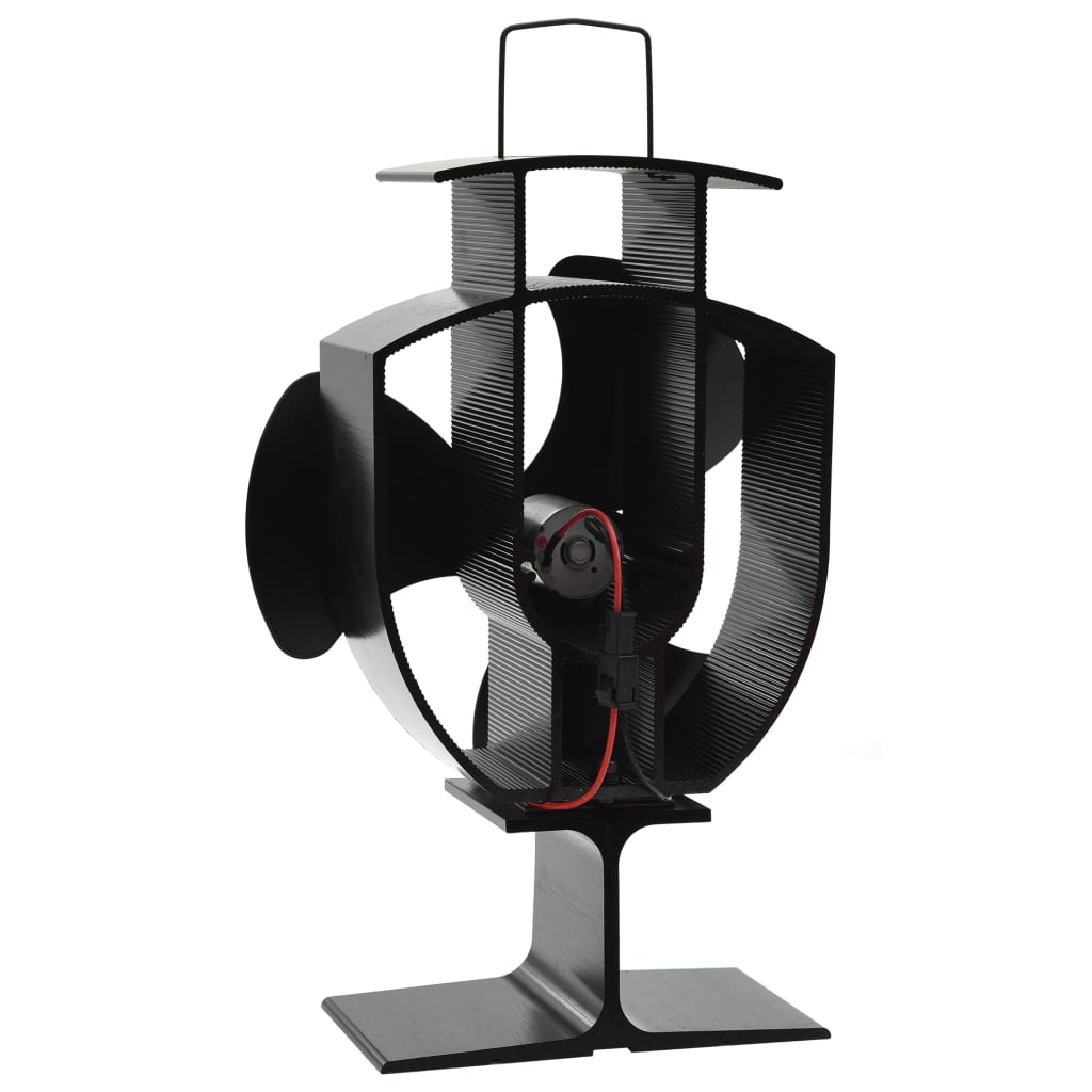 Kaminofen Ventilator Kaminventilator 3 Blätter Schwarz stromlos Wärmeverteiler