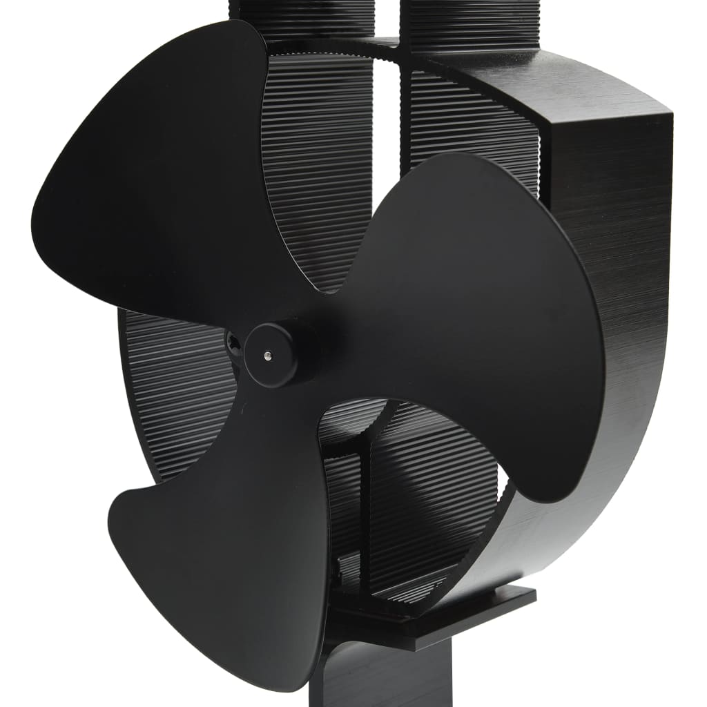 Kaminofen Ventilator Kaminventilator 3 Blätter Schwarz stromlos Wärmeverteiler