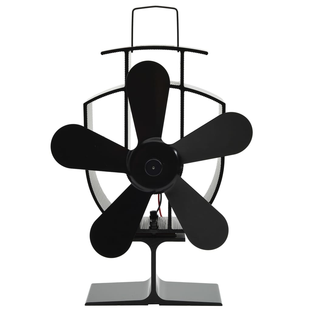 Kaminofen Ventilator Kaminventilator 5 Blätter Schwarz stromlos wärmebetrieben