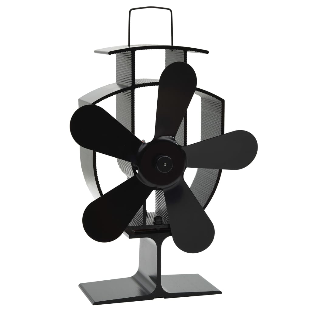 Kaminofen Ventilator Kaminventilator 5 Blätter Schwarz stromlos wärmebetrieben