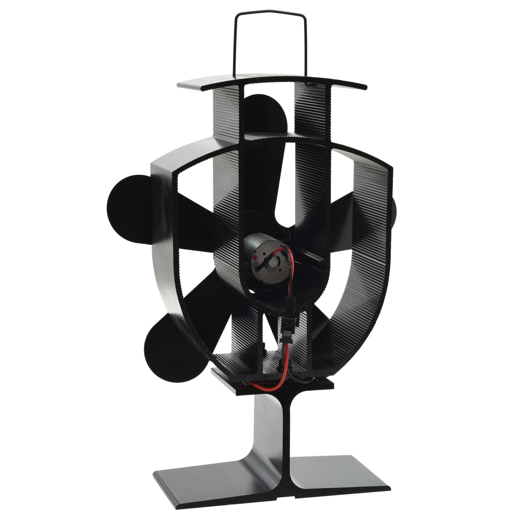 Kaminofen Ventilator Kaminventilator 5 Blätter Schwarz stromlos wärmebetrieben