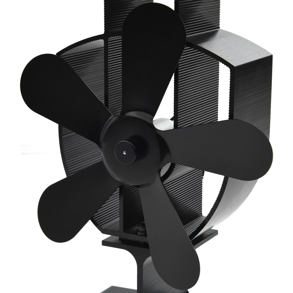 Kaminofen Ventilator Kaminventilator 5 Blätter Schwarz stromlos wärmebetrieben