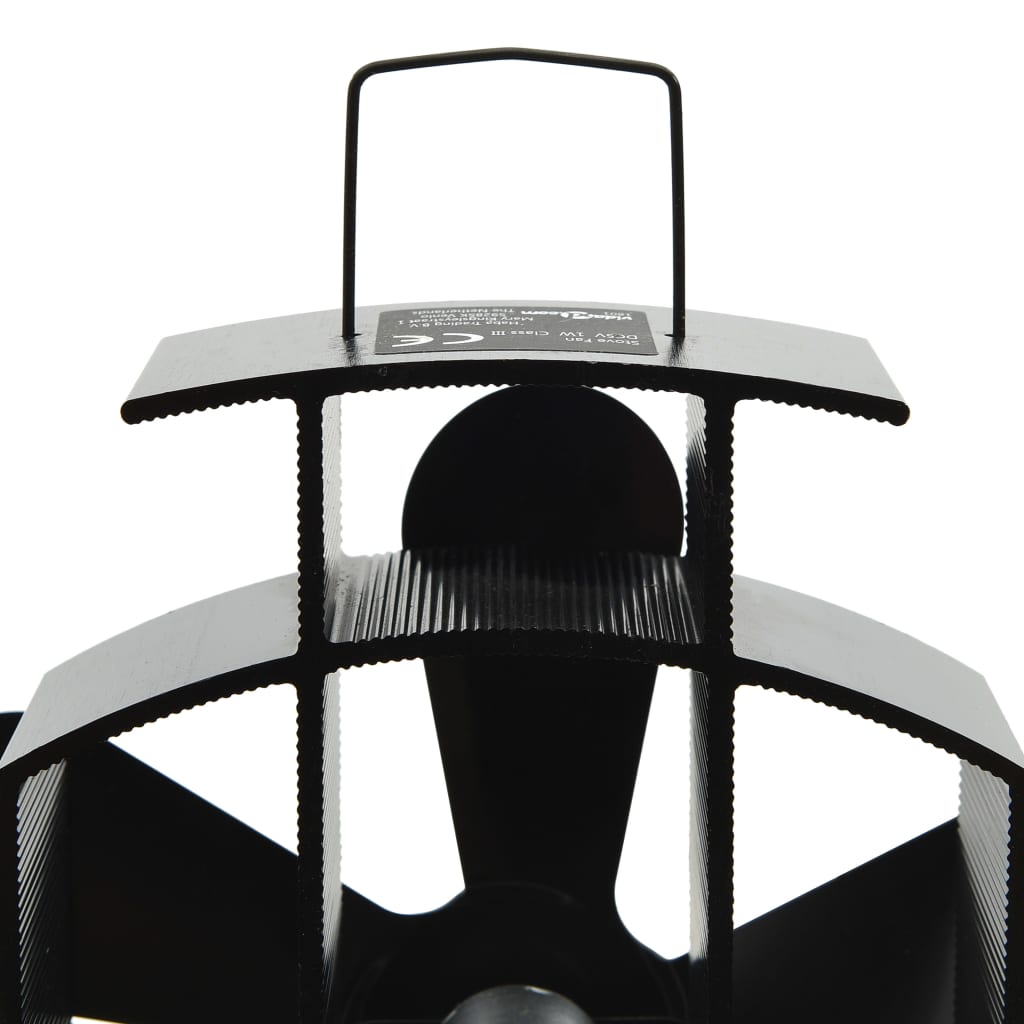 Kaminofen Ventilator Kaminventilator 5 Blätter Schwarz stromlos wärmebetrieben