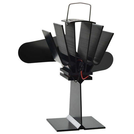 Kaminofen Ventilator Ofenventilator 2 Blätter Schwarz wärmebetrieben stromlos