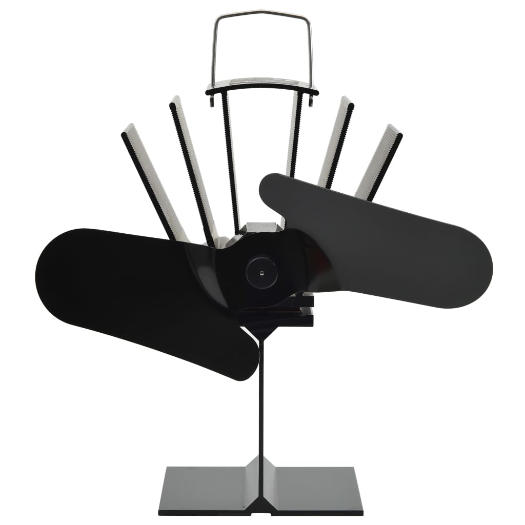 Kaminofen Ventilator Kaminventilator 2 Blätter Schwarz wärmebetrieben stromlos