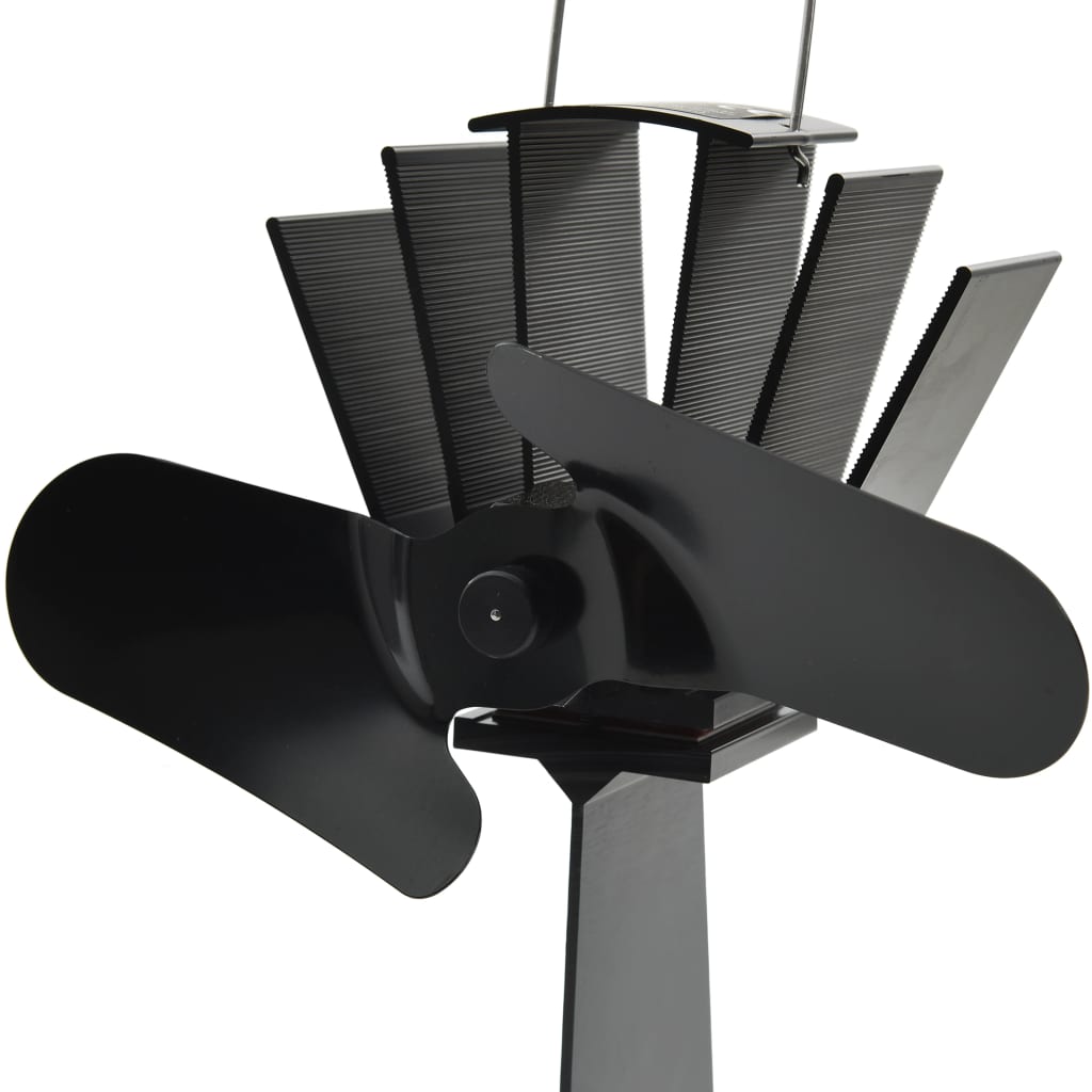 Kaminofen Ventilator Kaminventilator 2 Blätter Schwarz wärmebetrieben stromlos