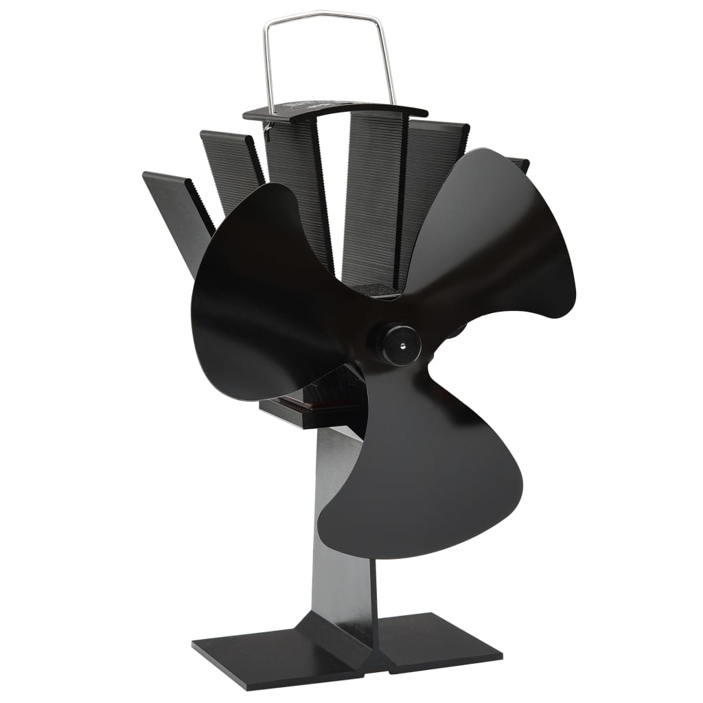Kaminofen Ventilator Kaminventilator 3 Blätter Schwarz stromlos wärmebetrieben