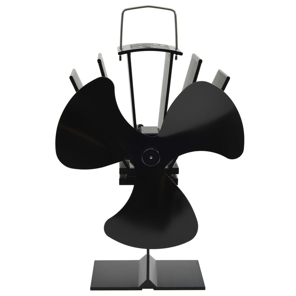 Kaminofen Ventilator Kaminventilator 3 Blätter Schwarz stromlos wärmebetrieben