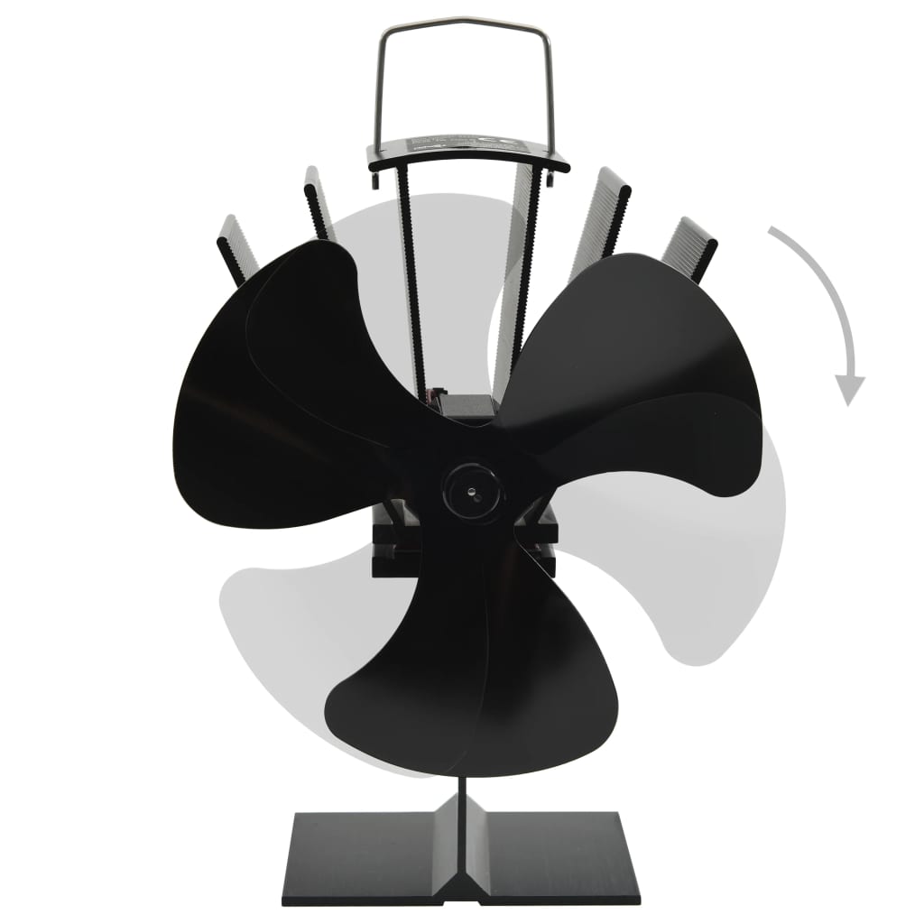 Kaminofen Ventilator Kaminventilator 3 Blätter Schwarz stromlos wärmebetrieben
