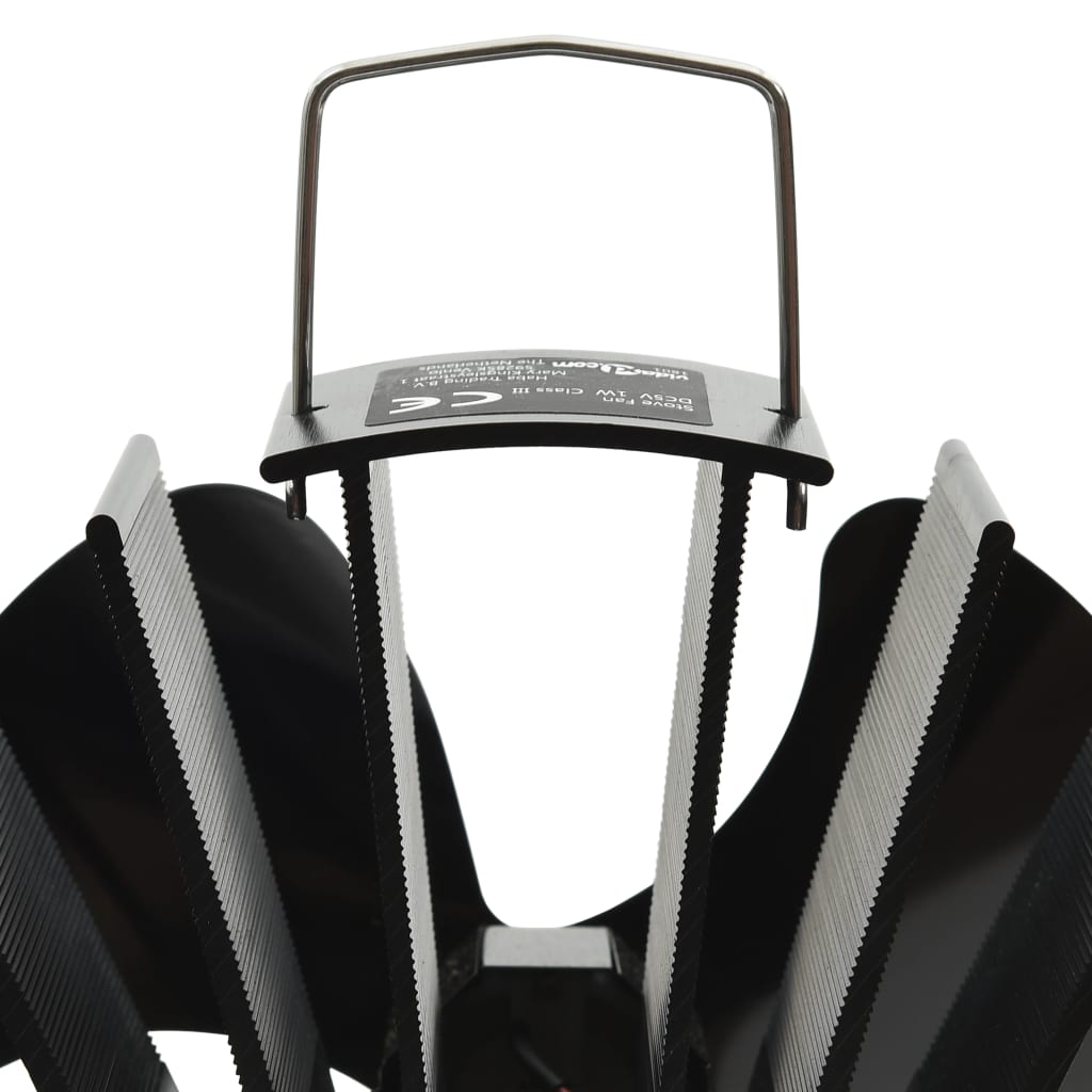 Kaminofen Ventilator Kaminventilator 3 Blätter Schwarz stromlos wärmebetrieben