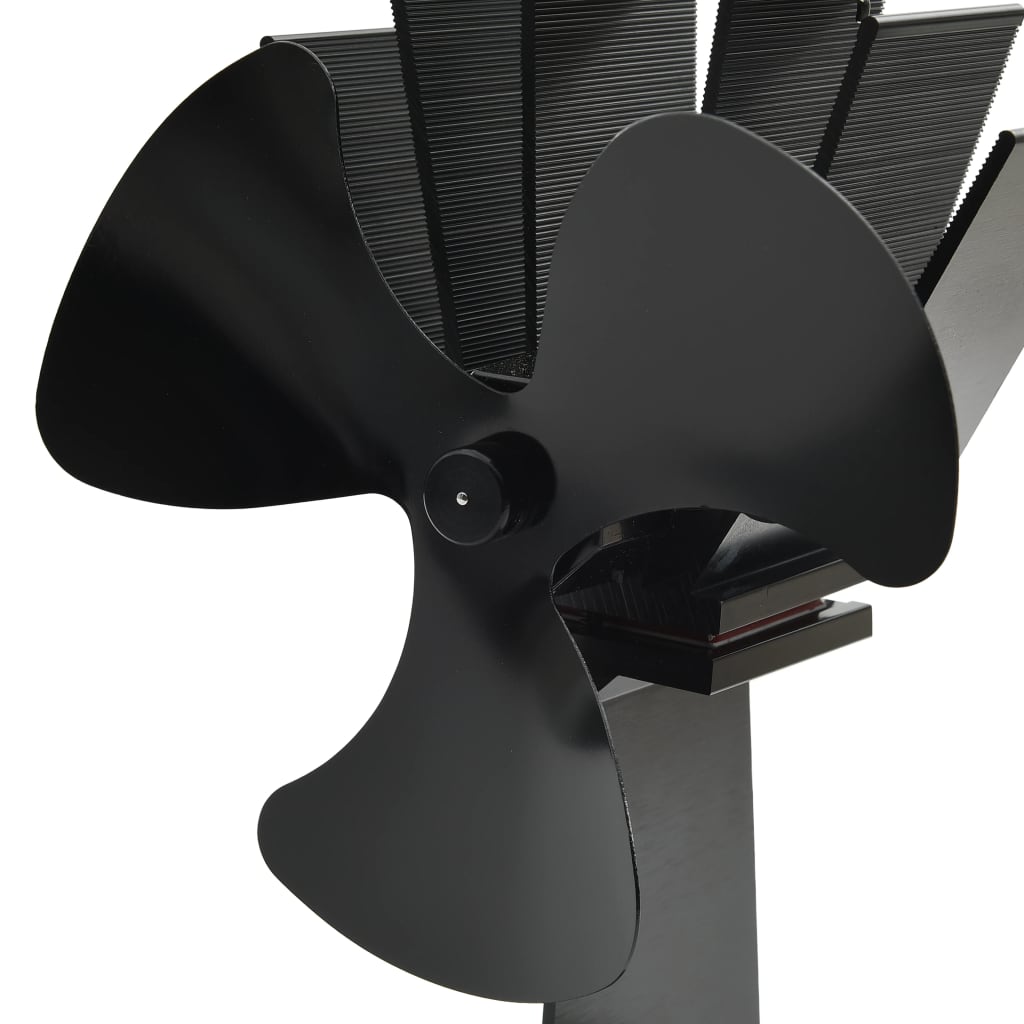 Kaminofen Ventilator Kaminventilator 3 Blätter Schwarz stromlos wärmebetrieben