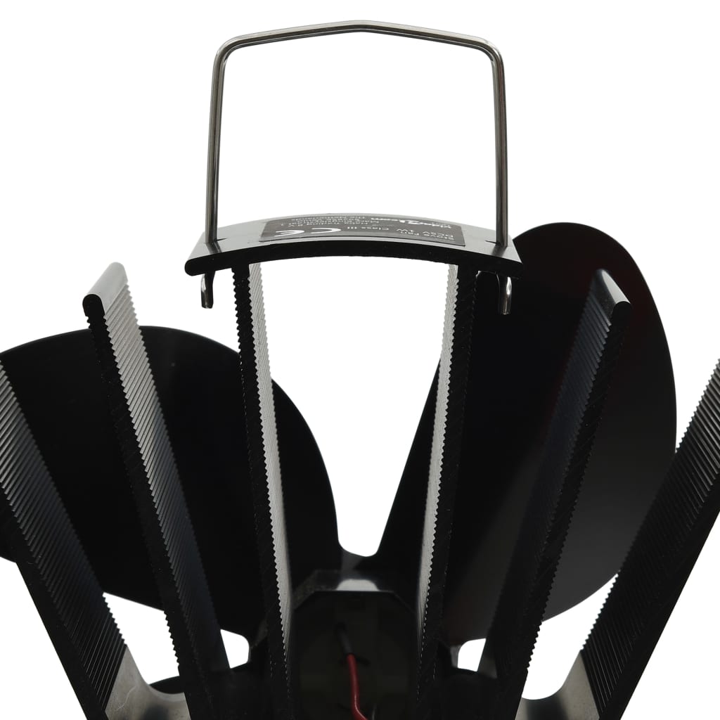 Kaminofen Ventilator Kaminventilator 4 Blätter Schwarz stromlos Wärmeverteiler