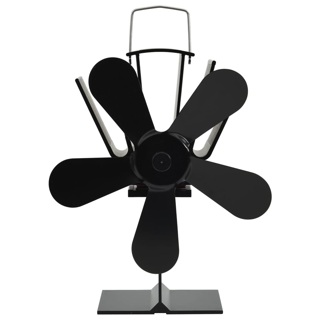 Kaminofen Ventilator Kaminventilator 5 Blätter Schwarz stromlos Wärmeverteiler