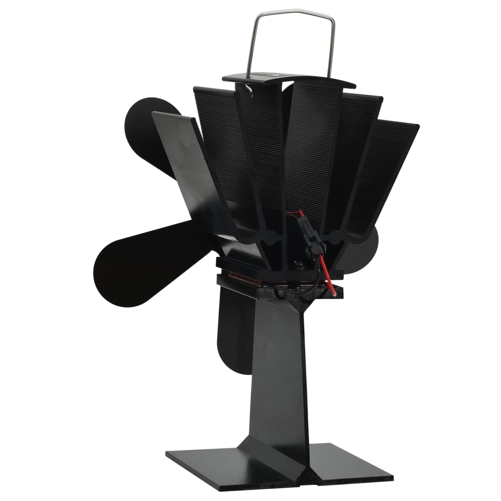 Kaminofen Ventilator Kaminventilator 5 Blätter Schwarz stromlos Wärmeverteiler