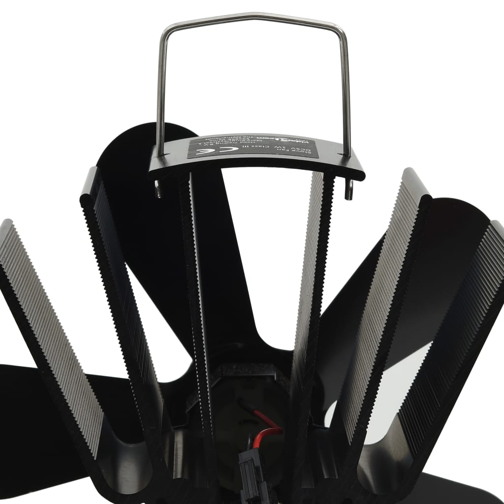 Kaminofen Ventilator Kaminventilator 5 Blätter Schwarz stromlos Wärmeverteiler