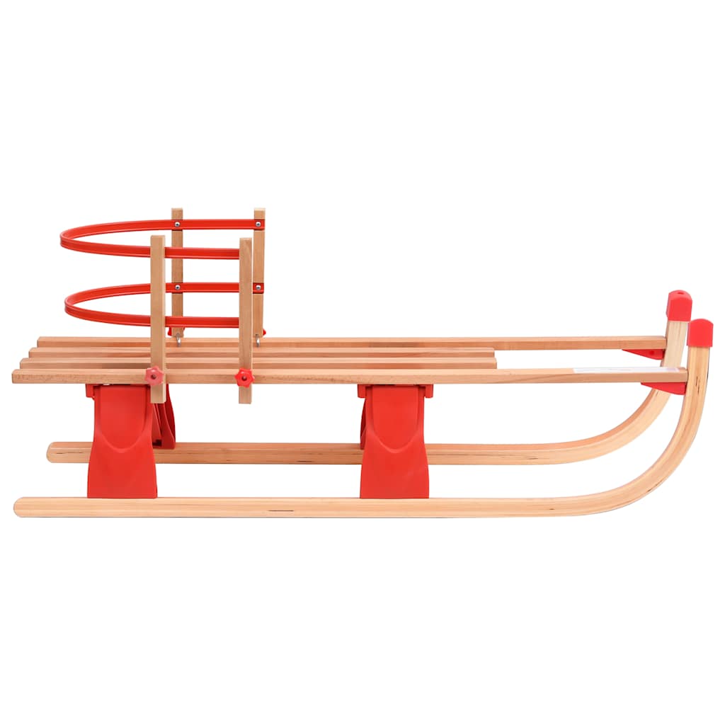 Klappschlitten mit Rückenlehne Holz 110 cm Holzschlitten klappbar faltbar rot