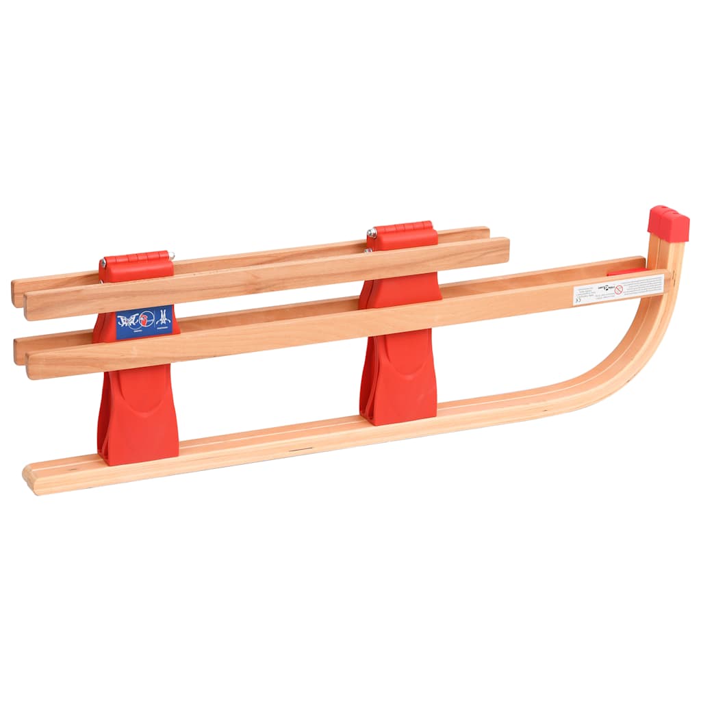 Klappschlitten mit Rückenlehne Holz 110 cm Holzschlitten klappbar faltbar rot