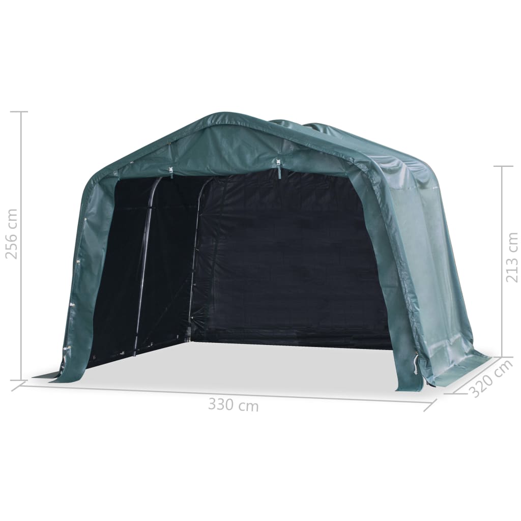 Weidezelt Lagerzelt mobiler Unterstand PVC 550 g/m² 3,3×3,2 m Dunkelgrün Stall