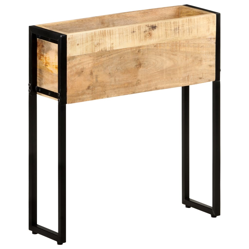 Hochbeet Pflanzkübel 60x20x68 cm Mangoholz Holz Stahlgestell Garten-Beet Blumenkübel