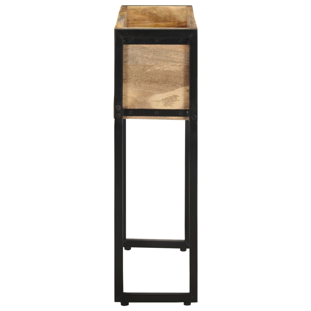 Hochbeet Pflanzkübel 60x20x68 cm Mangoholz Holz Stahlgestell Garten-Beet Blumenkübel